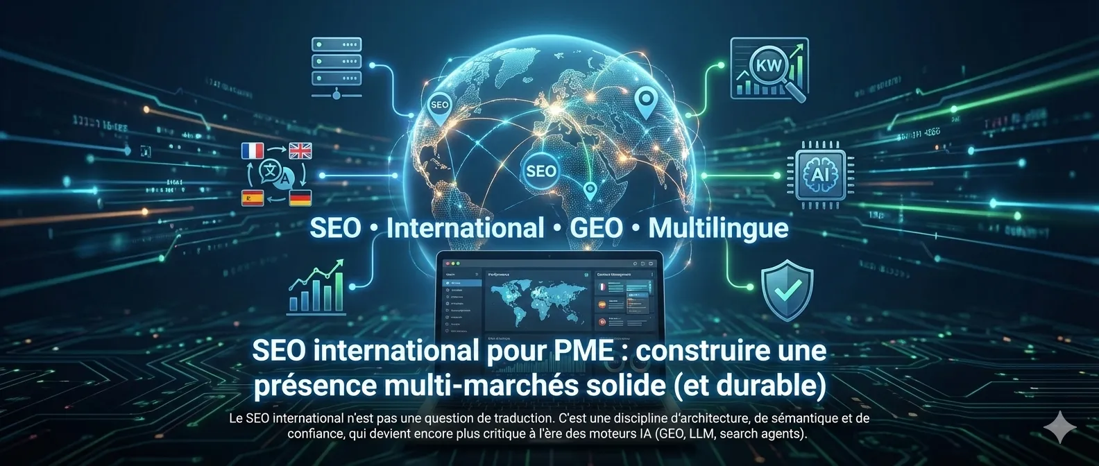 SEO international pour PME : conquérir de nouveaux marchés sans se ruiner (guide expert + GEO)